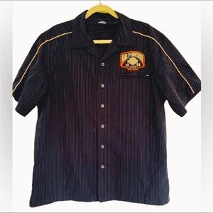 HARLEY-DAVIDSON MOTORS STRIPED PERFORMANCE MEN'S LARGE BLACK SHORT SLEEVE SHIRT!